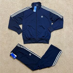 ADIDAS Originals Firebird Mens Tracksuit Jacket & Pants Navy Blue New All Sizes